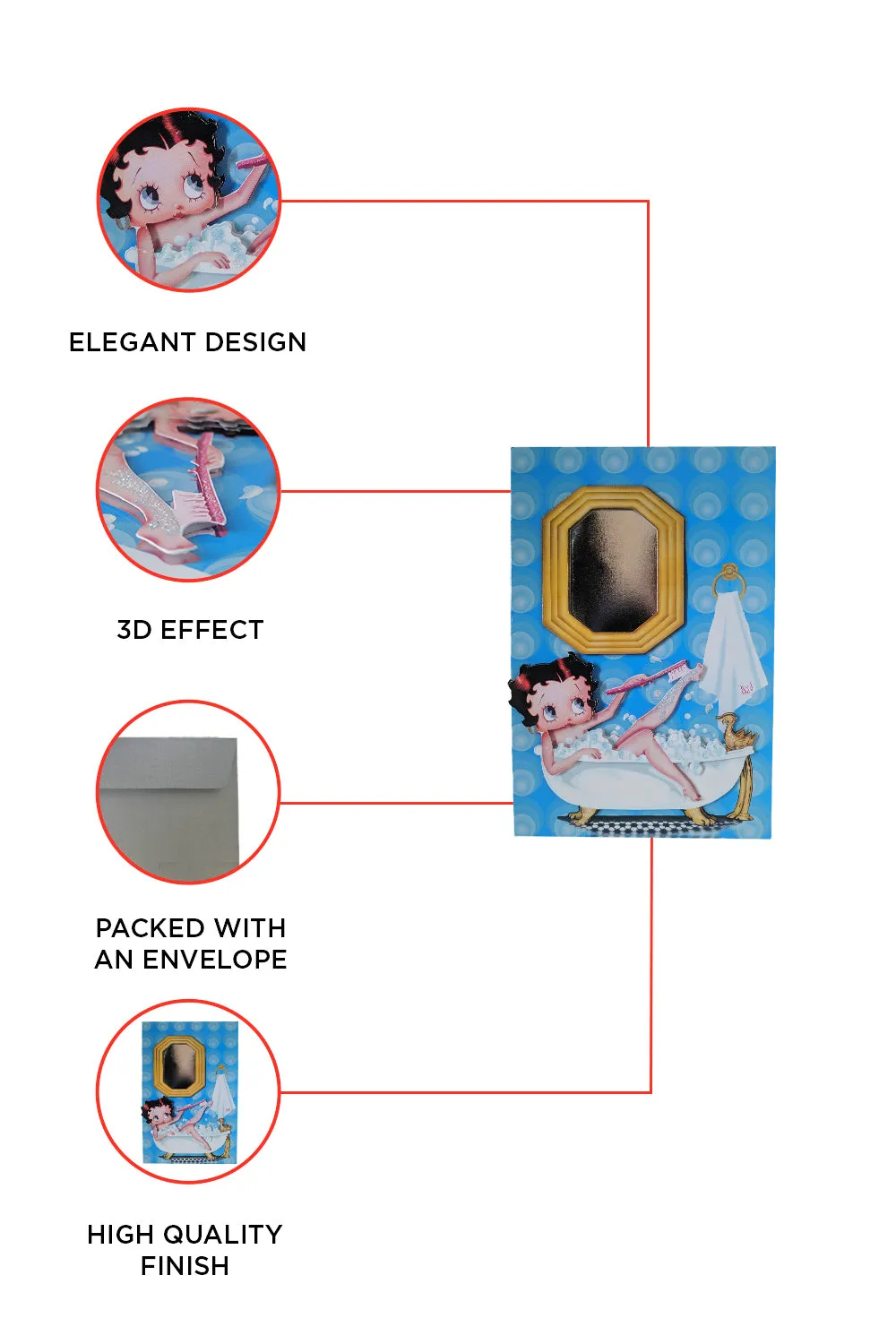 Betty Boop Bubble Bath Decoupage Blank Greetings Card (3D)