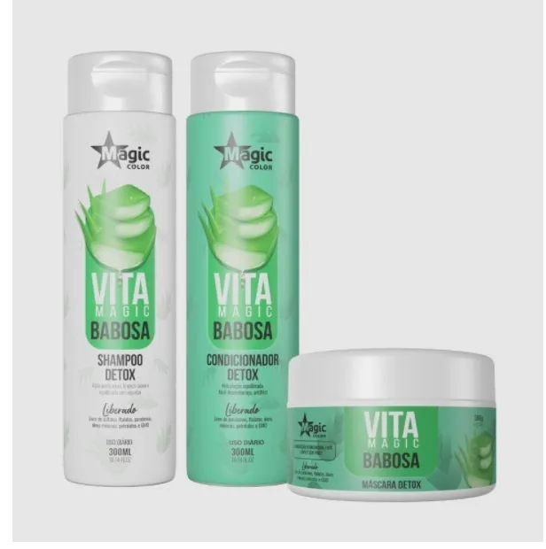 Brazilian Original Vita Magic Detox Aloe Vera Anti Frizz Kit 3 Itens - Magic Color