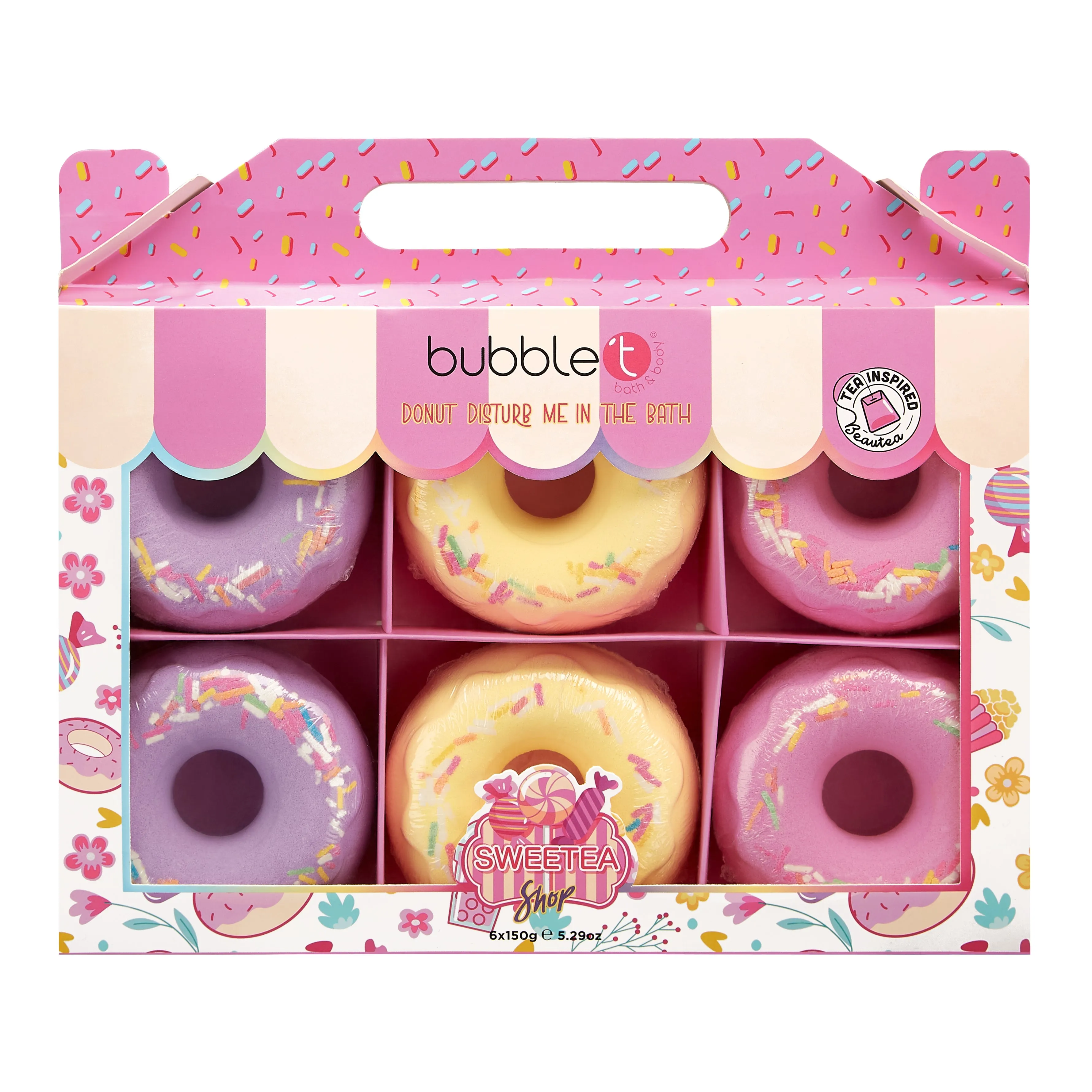 Bubble T Sweetea Large Donut Bath Bomb Fizzer Gift Set (6 x 150g)