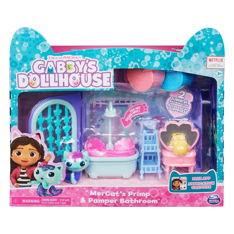 Dreamworks Gabby's Dollhouse Deluxe Room MeRCat's Primp & Pamper Bathroom