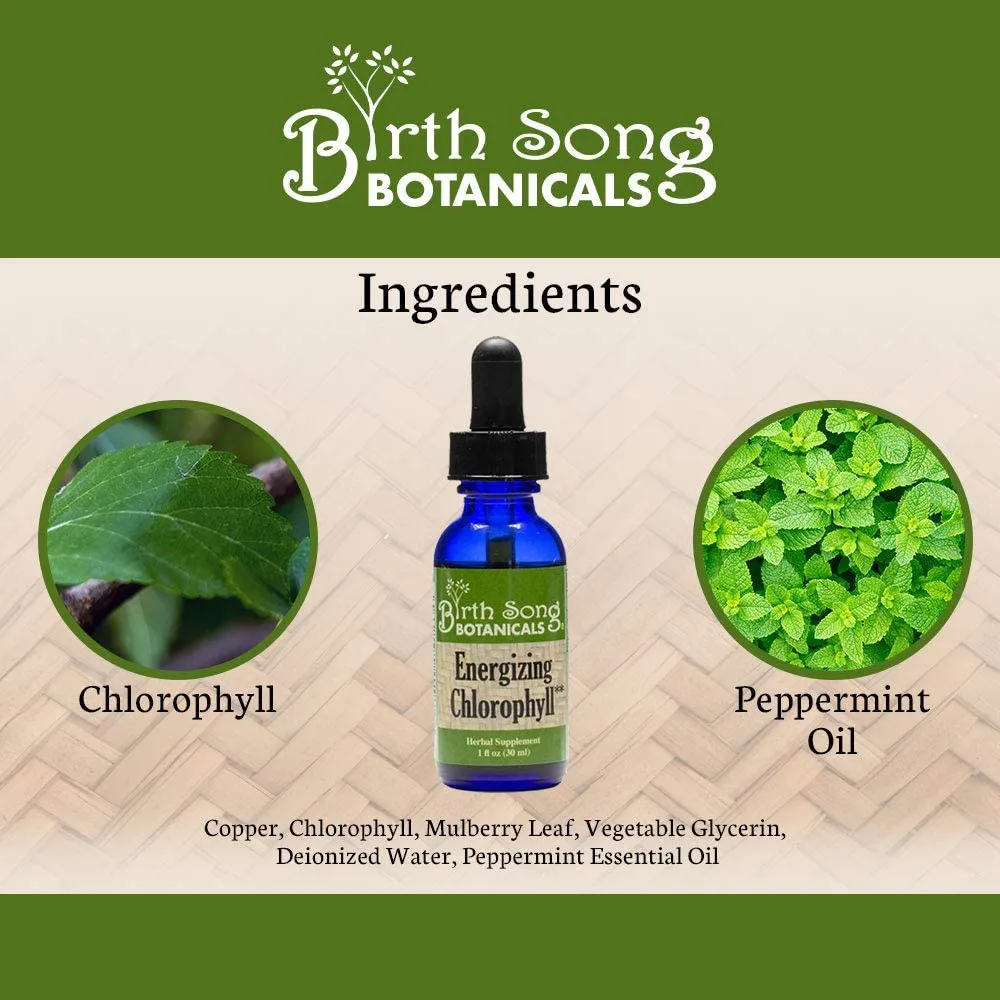 Energizing Chlorophyll Liquid Drops, Peppermint Flavored, Natural Energy, Skin Health, Immune Support* 1 oz.