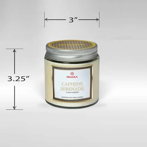 MIAAKA Clear Horizon Glass Jar Hand Poured Scented Candle Caffeine Serenade Fragrance 370gm
