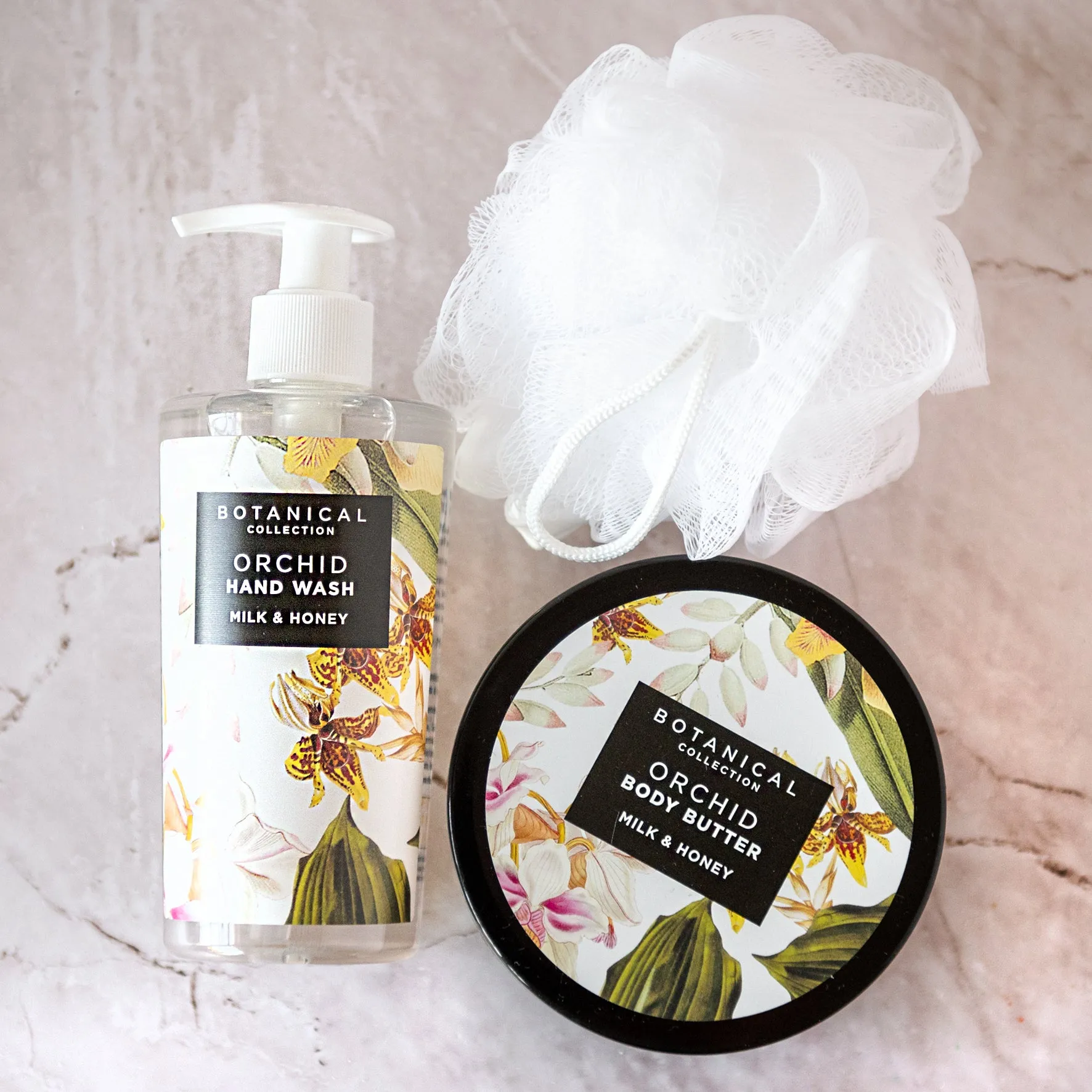Orchid Hand Wash, Body Butter & Sponge Gift Bag