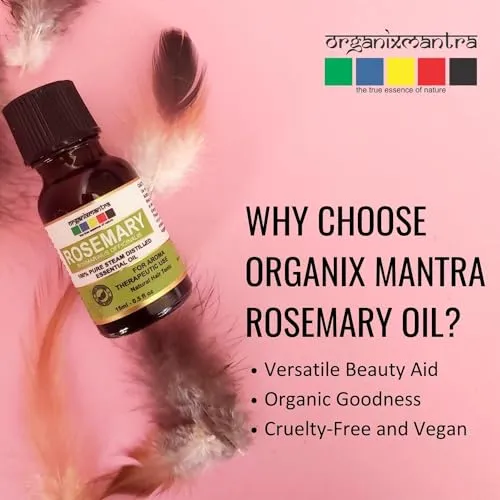 Organix Mantra Rosemary Oil | Improves Hair Growth, Strengthens Hair & Balances Scalp | Moisturizes Skin & Nourishes | Rosemary Oil 15ML