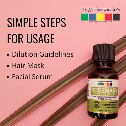 Organix Mantra Rosemary Oil | Improves Hair Growth, Strengthens Hair & Balances Scalp | Moisturizes Skin & Nourishes | Rosemary Oil 15ML