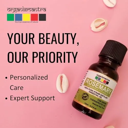 Organix Mantra Rosemary Oil | Improves Hair Growth, Strengthens Hair & Balances Scalp | Moisturizes Skin & Nourishes | Rosemary Oil 15ML