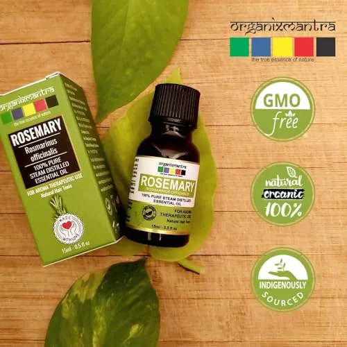 Organix Mantra Rosemary Oil | Improves Hair Growth, Strengthens Hair & Balances Scalp | Moisturizes Skin & Nourishes | Rosemary Oil 15ML