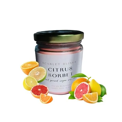 Scarlet Blinks Citrus Sorbet Candles | Jasmine Elixir Candles | Lemon Grass Candles | Soy Wax Candles | Aroma Therapy Candles | BurningTime:- 45HRS Pack of 3